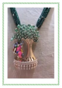 green Pendant set with moti chain