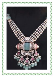 Green Stone Diamond Set